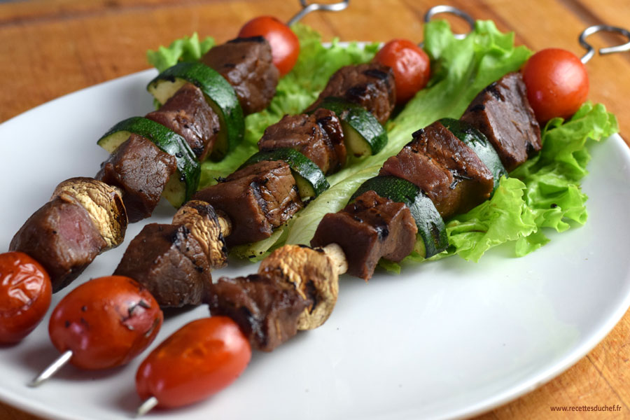 2 brochettes de langue de bœuf